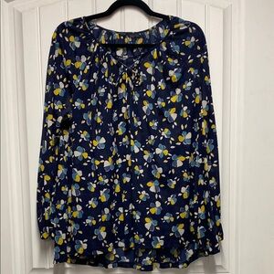 Vibrant Yellow and Blue Blouse Elegant Top